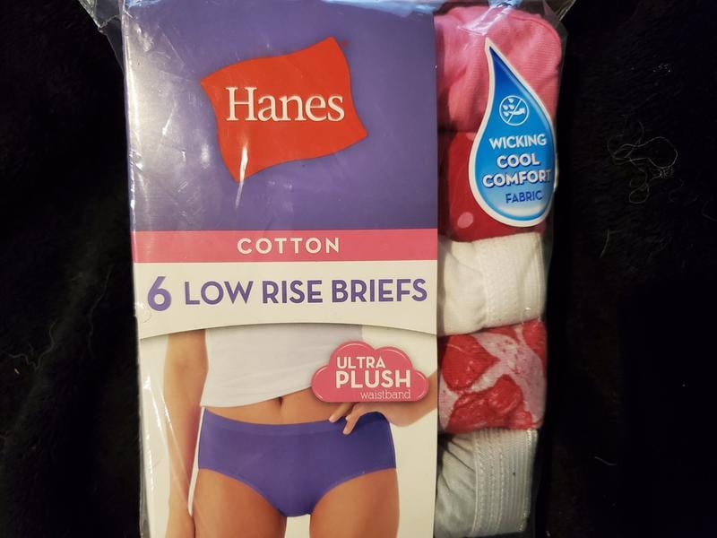 Hanes Women's Cotton Low Rise Brief Underwear, Moisture-Wicking, 6-Pack  Assorted 5 