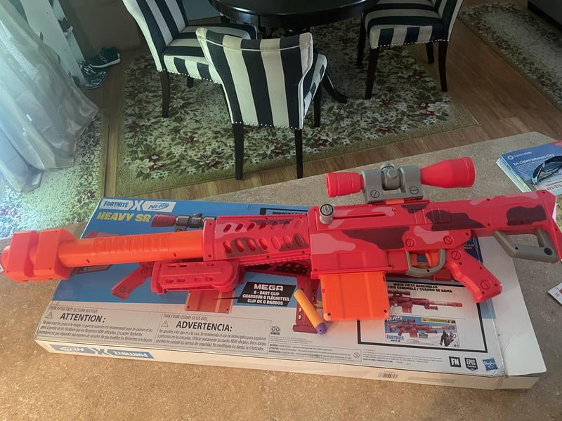 Nerf Fortnite Heavy SR Dart Blaster with Scope, 6 Mega Darts