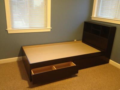 Skip To Main Content, Mainstays Mates Storage Bed With Bookcase Headboard Twin Cinnamon Cherry
