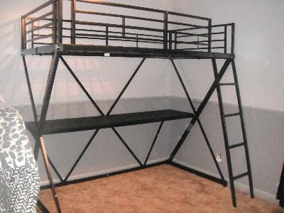 Dhp X Twin Metal Loft Bed Over Desk Workstation Black Com