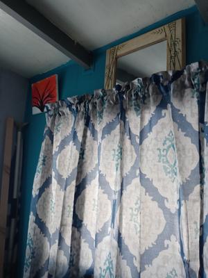 Mainstays Distressed Ikat Print Room, Blue Ikat Curtains