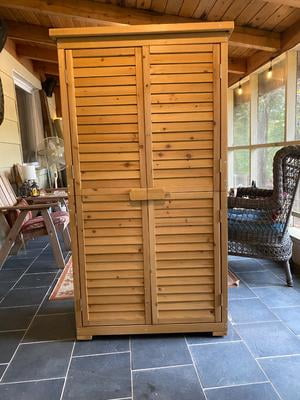 Lofka, Outdoor Storage Cabinet, 63in Wooden Garden Tools Shed