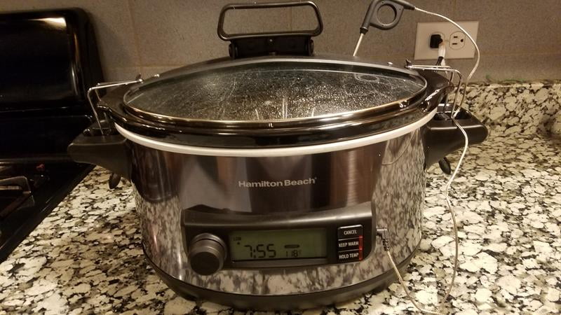 Hamilton Beach 33866 Portable 6-Quart Set & Forget Digital Programmable  Slow Cooker with Lid Lock, Temp Tracking Temperature Probe, Black Stainless  80 - Quarter Price