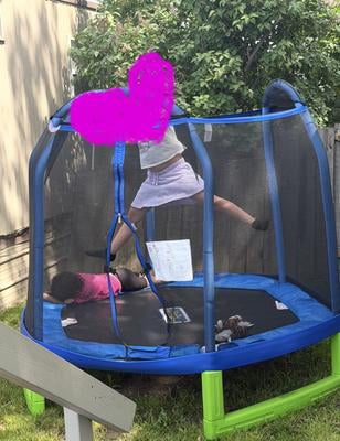 Bounce Pro 7-Foot Trampoline Hexagon for Kids (3-10), Blue/Green