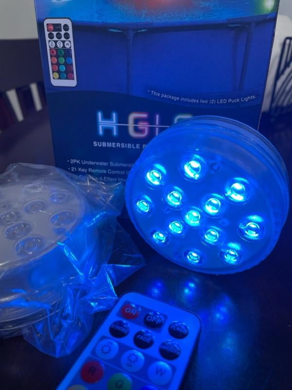 Merkury Innovations 4 Pack RGB Submersible Puck Lights with 21 Key