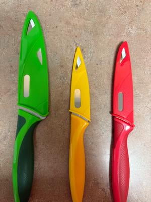 Zyliss 3-Piece Chef Knife Set with Sheath Covers, Stainless Steel