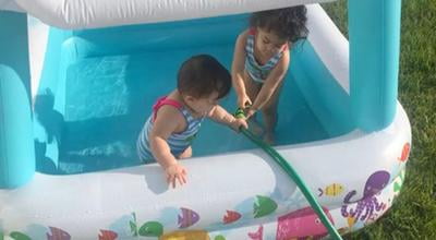 intex inflatable ocean scene sun shade kids swimming pool with canopy 57470ep