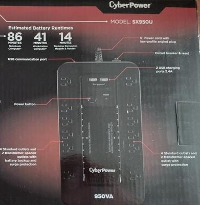 CyberPower SX950U UPS Battery Backup & Surge Protector – 950VA, 12 Outlets, Compact & Energy Star