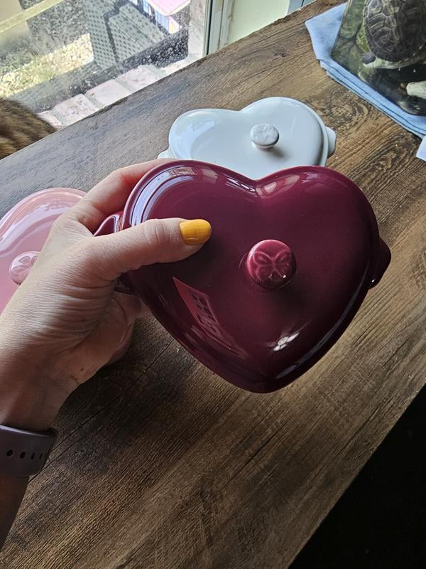 3-Piece Linen Colored Mini Hearts Ceramic Baking Dish with Lid