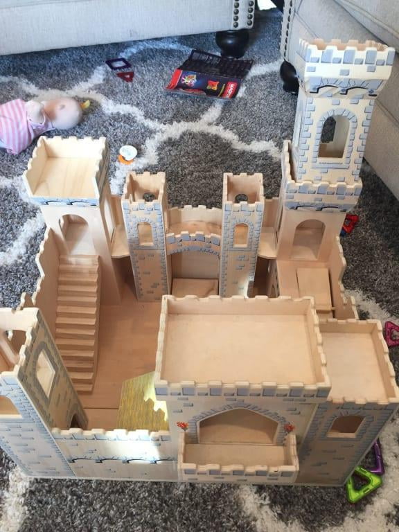 melissa & doug deluxe folding medieval wooden castle