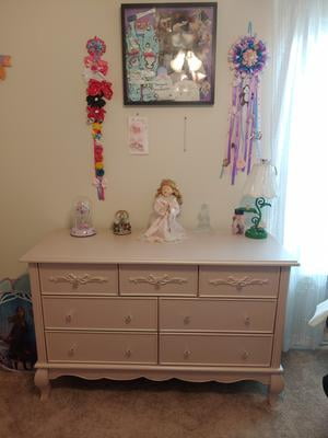 evolur aurora 7 drawer double dresser blush pink pearl Evolur Aurora 7 Drawer Double Dresser