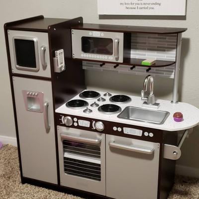 kidkraft uptown espresso kitchen with 30 piece play food