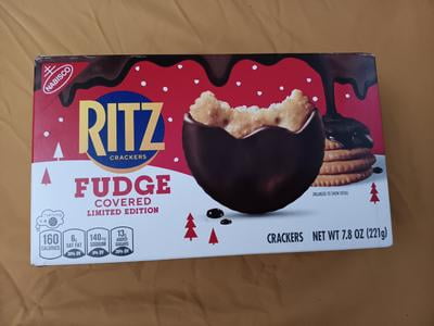 RITZ Fudge Covered Holiday Crackers, Party Snacks, Limited Edition