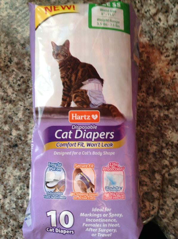 Hartz Disposable Cat Diapers with Secure Comfortable Fit for Leak Protection on Male Female Cats XS