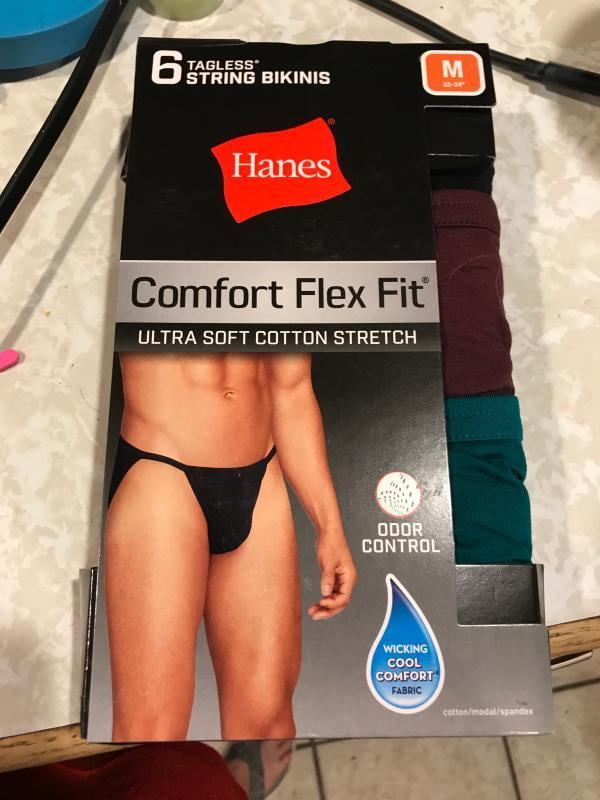 Hanes Men's Comfort Flex Fit Ultra Soft Cotton Stretch String Bikinis, 6  Pack 