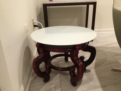20 Inch Round Glass Table Top 3 8 Thick Blue Back Painted Tempered With Flat Edge Polished Com 20 Inch Round Glass Table Top 3 8, Round Glass Table Topper