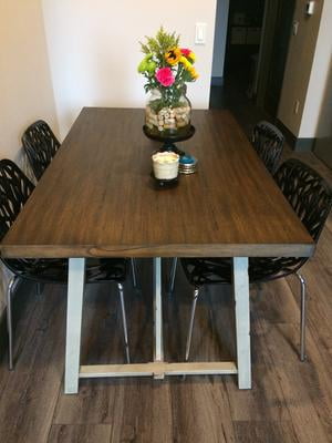 Better Homes And Gardens Collin Wood And Metal Dining Table Walmart Com Walmart Com