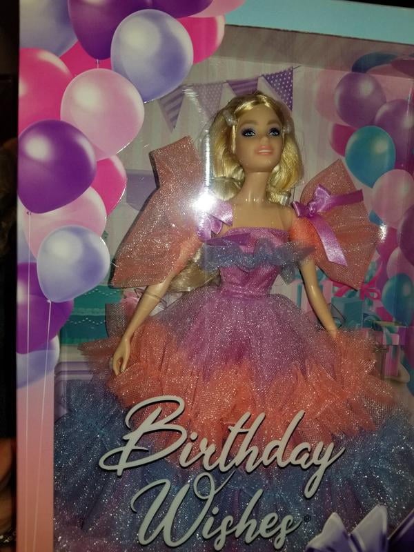 Barbie Birthday Wishes Doll (Blonde, 13-inch) in Gown, Gift for