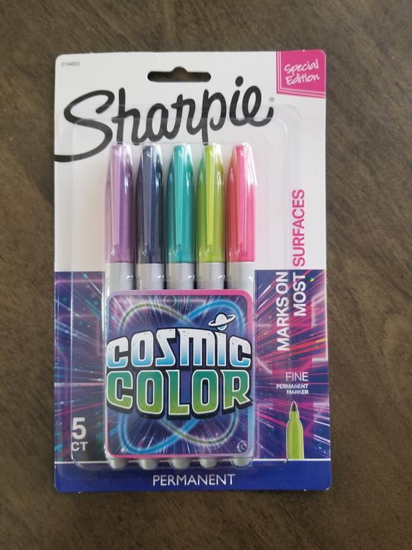 Sharpie Cosmic Color Permanent Markers, Bullet Tip, Assorted, 5-Pack
