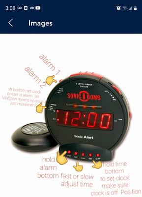 Sonic Bomb Dual Extra Loud Alarm Clock with Bed Shaker, Black & Red | Sonic Alert Vibrating, Heavy Sleepers, Battery Backup | Wake with a Shake Sonic Bomb Dual Extra Loud Alarm Clock with Bed Shaker, Black & Red | Sonic Alert Vibrating, Heavy Sleepers, Battery Backup | Wake with a Shake