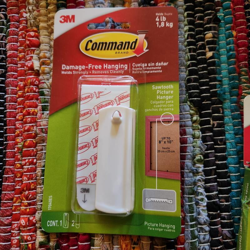 Command Sawtooth Picture Hangers - 4 Lb Capacity, Damage-Free Hanging, No Nails Needed (4 Strips, 2 Hangers)