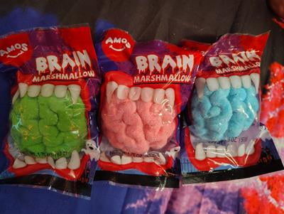 Amos Halloween Gummy Brain Marshallow, Mixed Fruit, 3 Pieces, 5.29