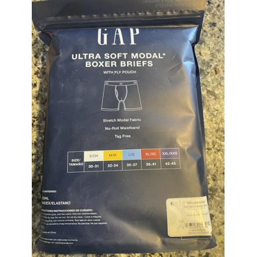 GAP Men's Ultra Soft Stretch Modal Boxer Briefs - 4 Pack, No Roll Waistband, Tag Free, 95% Modal 5% Spandex