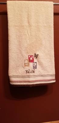 Faith embroidered hand towels / bath towels