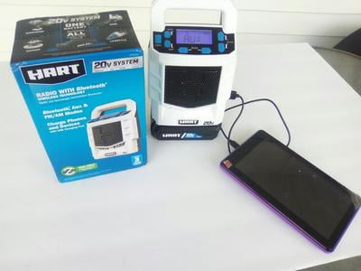 ,Hand free inflation Battery Not Included Details about  / HART 20-Volt Cordless Bluetooth Radio