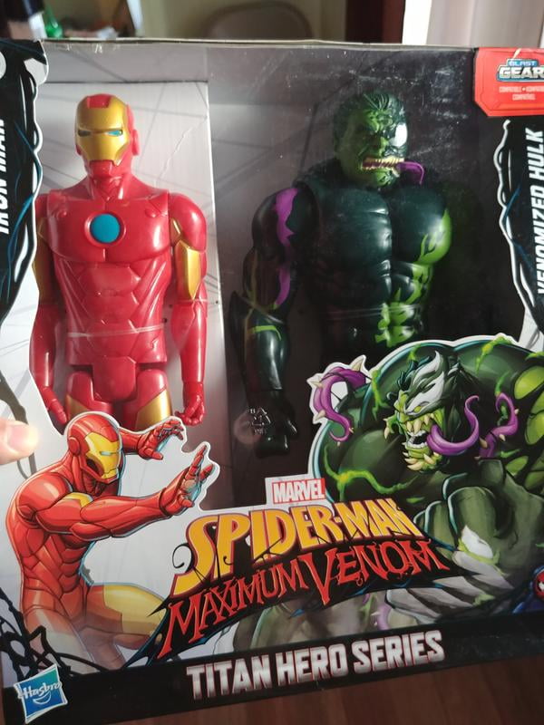 Spider-Man Maximum Venom Titan Hero Iron Man Vs. Venomized Hulk