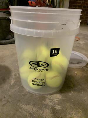 Seau De 26 Balles D'entraînement Softball – Athletic Works, 11 Pouces, Jaunes