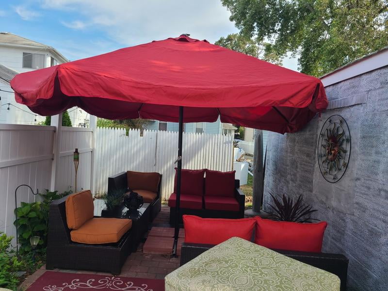 Best Choice Products 16ft Extra Large Outdoor Patio Market Umbrella W Cross Base Crank Handle Air Vent Tan Walmart Com Walmart Com