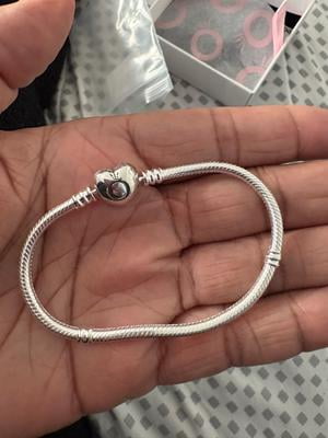 PANDORA, Silver Bracelet, Heart Clasp, 7.9‚Äù/20cm snake chain