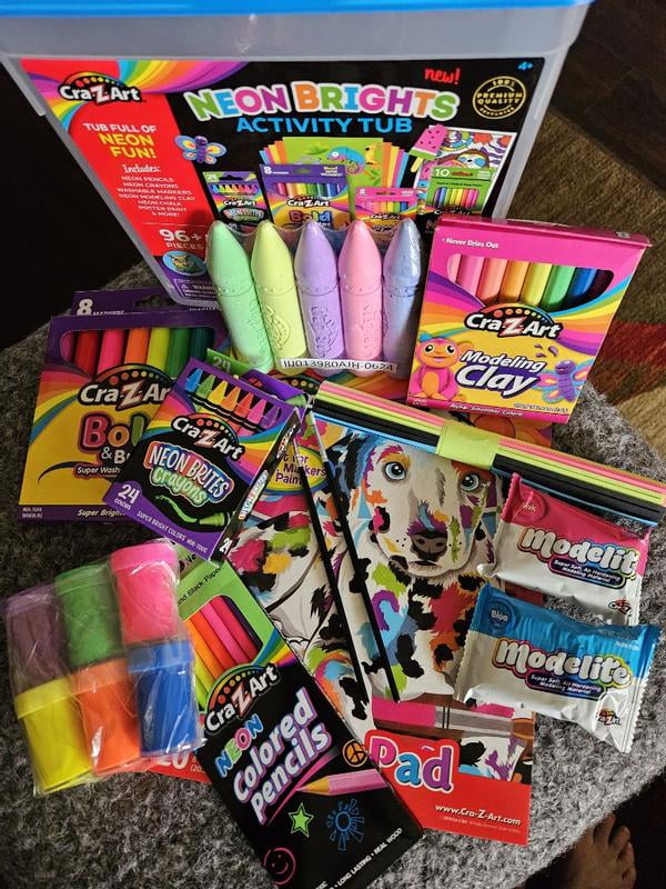 Cra-Z-Art Neon Brights Activity Tub, Multi-Color Drawing Set with