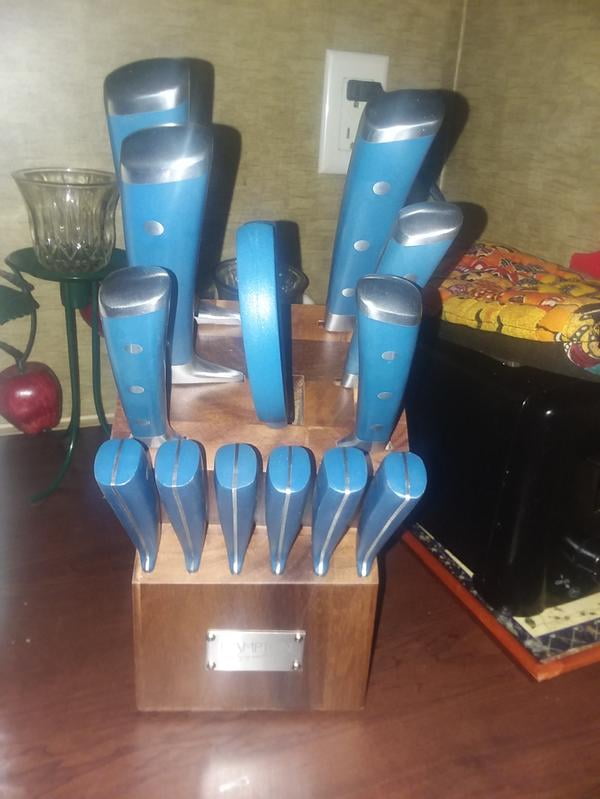 Hampton Signature Stellar 14 Piece Knife Block Set, Blue