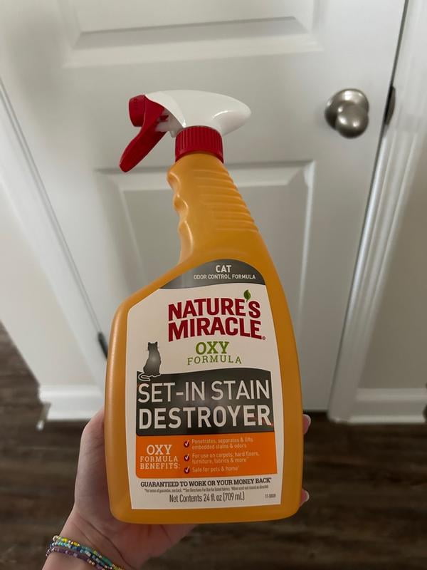 Nature s Miracle Cat Orange Oxy Stain and Odor Remover Spray Set Pet Cleaner Carpet Use 24 Oz Walmart
