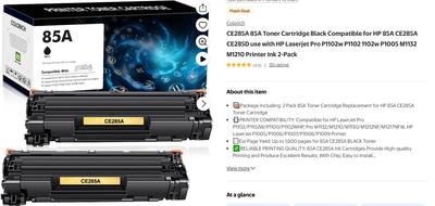 2 Toner Compatibili CE 285A 85A Per Stampanti HP LaserJet P1102, P1102W, M1130, M1132, M1136, P1100, M1210 – Nero