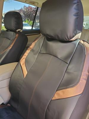 Auto Drive 2Piece Carbon Fiber Car Seat Covers Leather Copper, Universal  Fit, 1902SC32