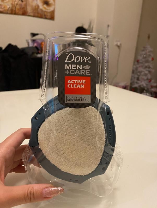 Dove Men+Care Active Clean, Dual Sided Shower Loofah, Hydrate Skin