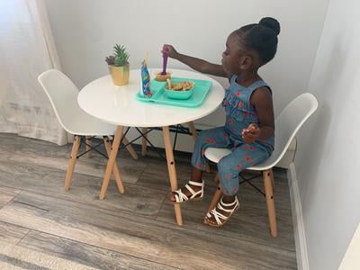 Best Choice Products Kids Mid Century Modern Dining Room Round Table Set W 2 Armless Chairs White Walmart Com Walmart Com