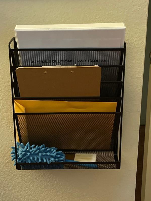 TRU RED Black Mesh 5-Pocket Letter Wall File Organizer, Folder