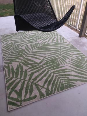 Paco Home Outdoor Rug Ostende Palm Leaf Design Waterproof - Beige Green 5'3 x 7'7