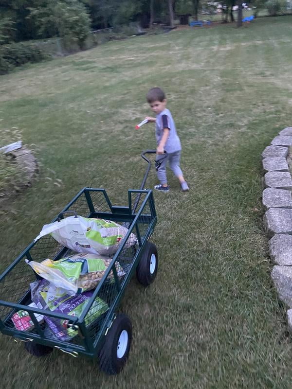 Best Choice Products Heavy Duty Steel Garden Wagon Lawn Utility Cart W 400lb Capacity Removable Sides Handle Green Walmart Com Walmart Com