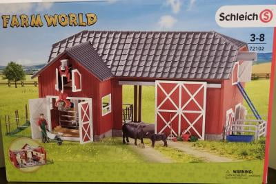 schleich farm world barn & animal playset