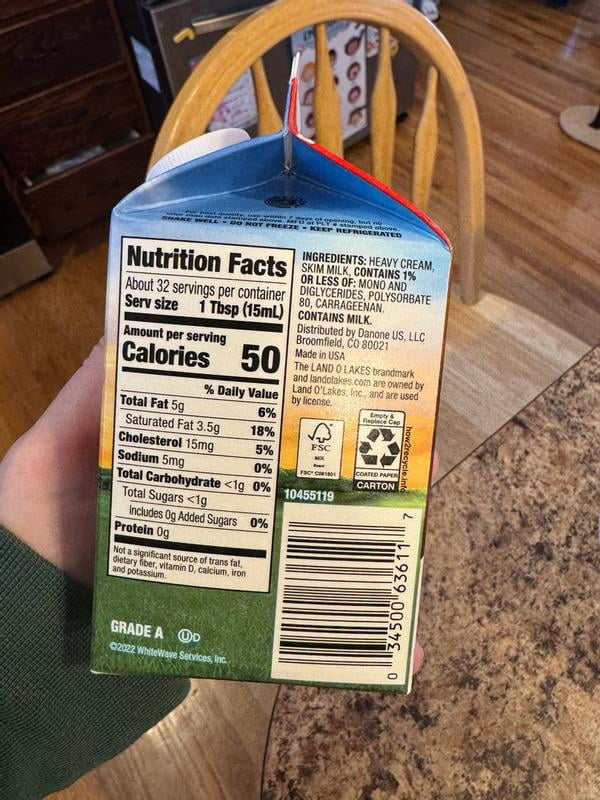 Land O'Lakes Heavy Whipping Cream, 1 Pint, Real Dairy, 50 Calories
