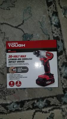 Hyper Tough 20V Max Lithium Ion Cordless Impact Driver 1 4 inch Quick Release Hex Chuck Type with 1.5Ah Lithium ion Battery Charger Bit Holder LED Light Walmart