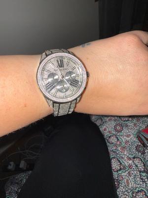 peace Michael Kors Women's Wren Chronograph Crystal Pave Watch