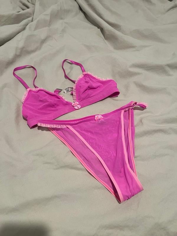 Parade Ruffle Triangle Bralette and Cheeky Set XS-3XL Nylon