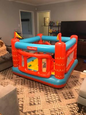 fisher price bouncetastic inflatable castle bouncer with removable mesh walls
