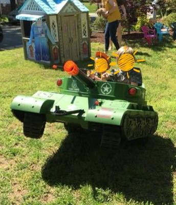 power wheels ride on army tank